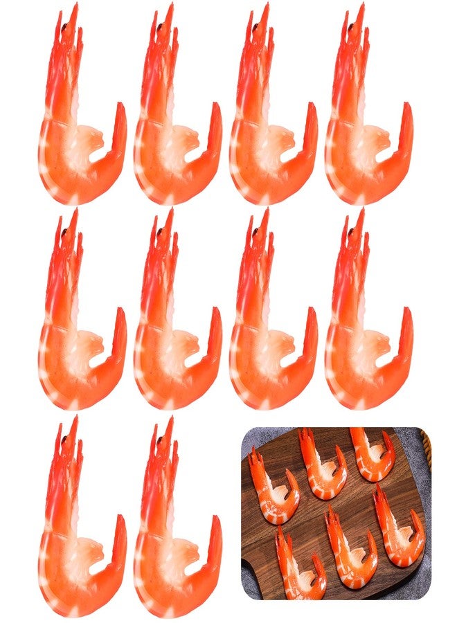 Chalyna 9 Pcs Red Simulated Fake Shrimps Model Simulated Cooked Shrimps Artificial Fake Food Model for Kitchen Home Decoration Food Sample Display and Photography Prop - Image 1